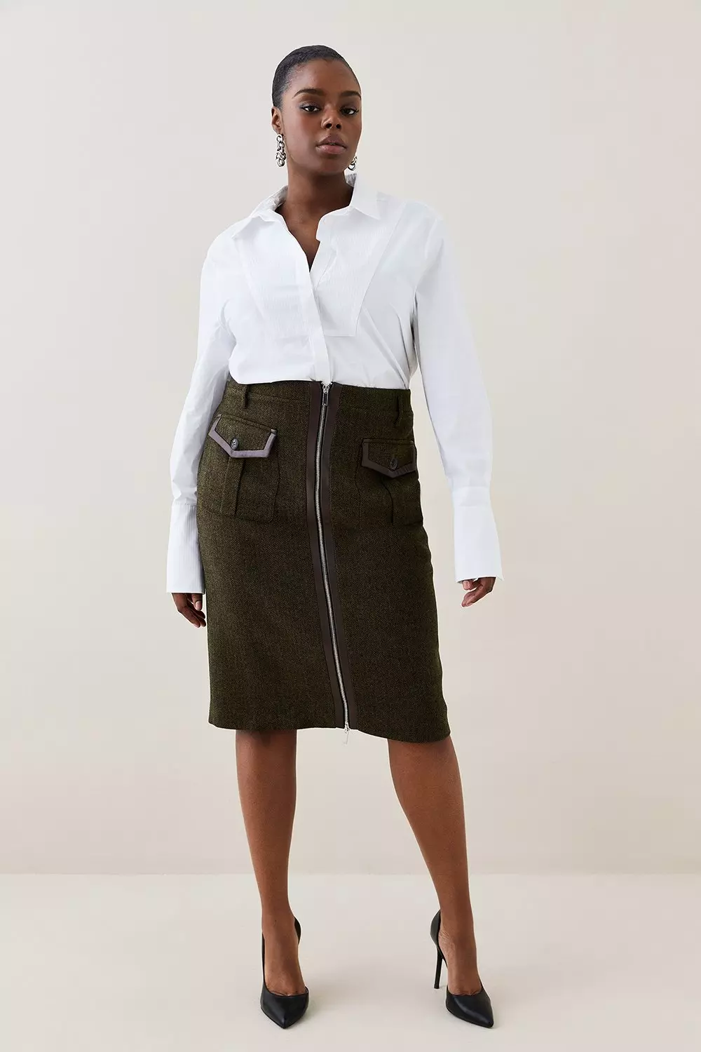 Green tweed 2025 pencil skirt